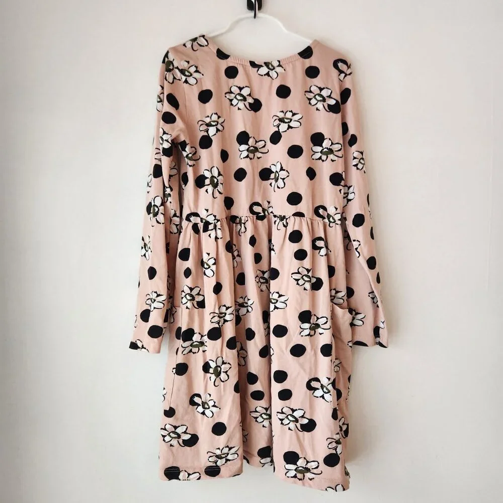 Hanna Andersson Pink Floral Stretch Summer Dress Pockets Youth Girls 10 (140cm)